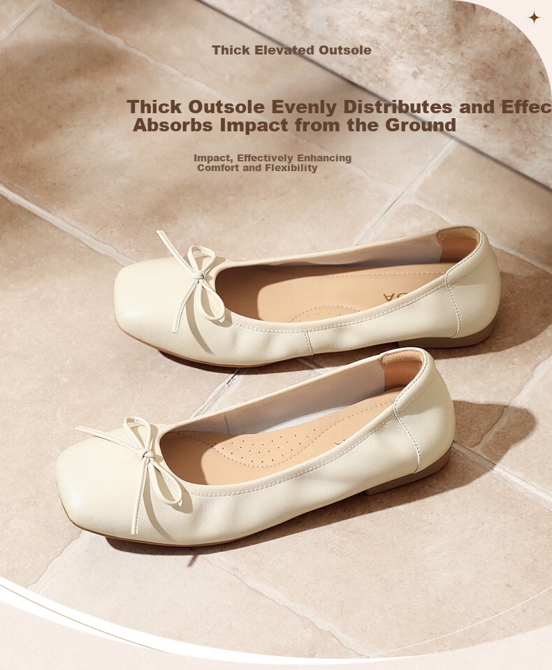 SENDA Grandma Shoes Women Autumn Mall Same Style Flat Shallow Single Shoes Off-White 37 1