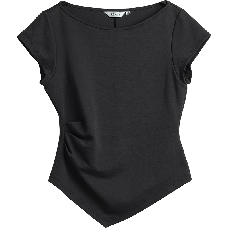 Olrain Women's Casual Short Sleeve T-Shirt Summer Off-Shoulder Waist Slimming Elegant Top Gray M
