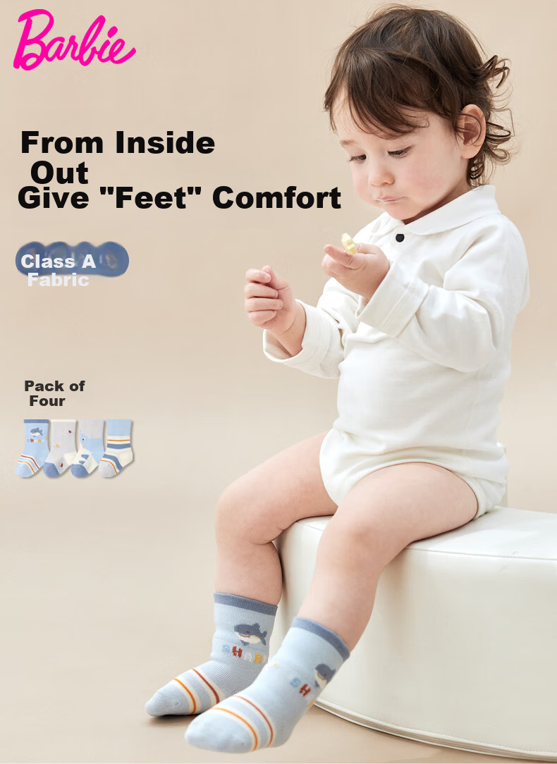 Barbie Baby Socks Boys Cotton Mid-Calf Socks 0-6 Months Newborn Seamless Long Socks Spring Autumn Winter 1