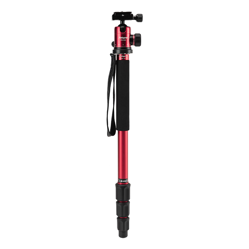 Fotopro NGA-54+52Q Portable Full Aluminum Alloy Colorful Camera Monopod with Ball Metal Head Red