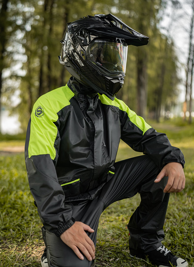 STAR FIELD KNIGHT Motorcycle Riding Raincoat and Rain Pants Full-Body Heavy Rain Split Suit Electric Vehicle Commuting Delivery Green XL Size 13