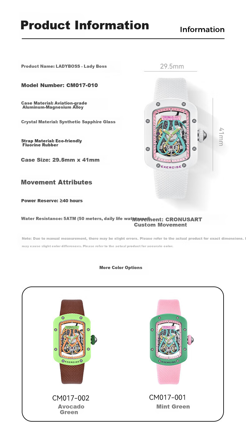 CRONUSART Kros Ladies Fully Automatic Mechanical Skeleton Fashion Luxury Wristwatch Women's Day Gift for Girlfriend 9