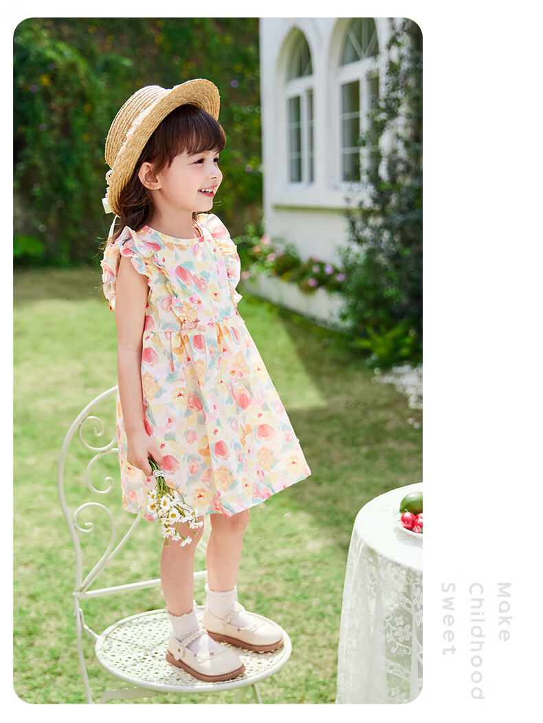 JELLYBABY French Series 2026 Summer New Children's Dress Girls' Floral Sleeveless Princess Dress 37