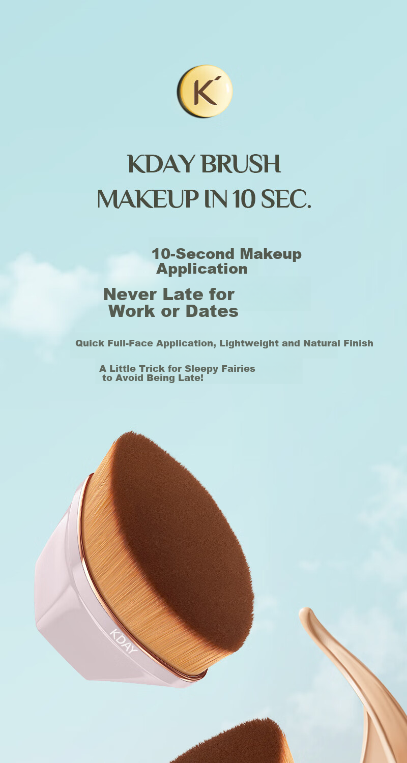 KDAY No.55 Streak-Free Foundation Brush Makeup Brush Powder-Resistant Flawless Flat Magic Brush Cherry Red 1