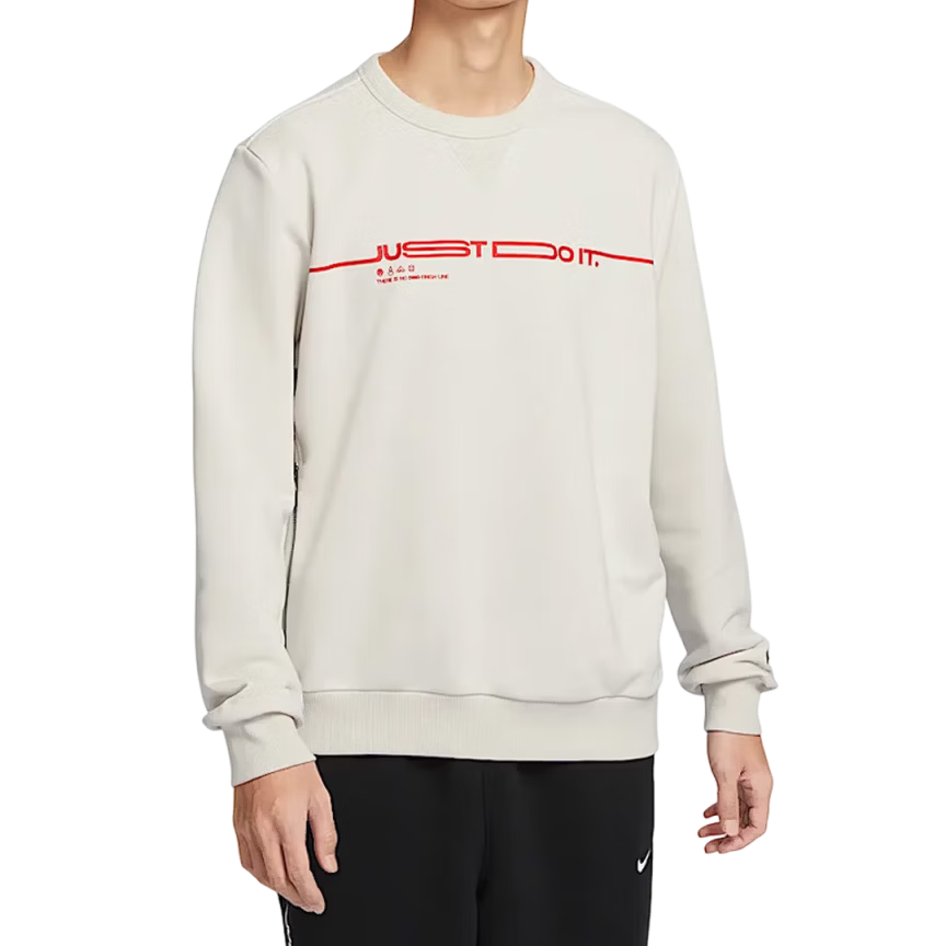 NIKE Men's Sweatshirt Pullover, Knitted Crew Neck, Sports Casual, Versatile FZ0221-010 Black And Gray, 2XL