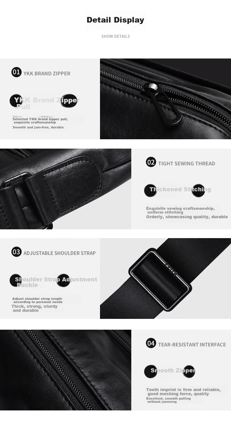 BJIAX Genuine Leather Crossbody Bag Large Capacity First Layer Cowhide Shoulder Bag Men's Commuter Casual Bag 13