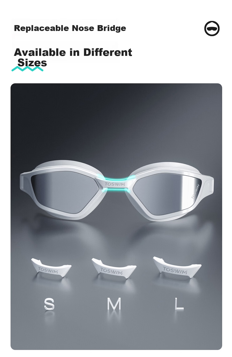 TOSWIM Prescription Swimming Goggles for Men and Women, Waterproof Large Frame, Professional Anti-Fog, High Definition, 700 Degree, White Transparent 9
