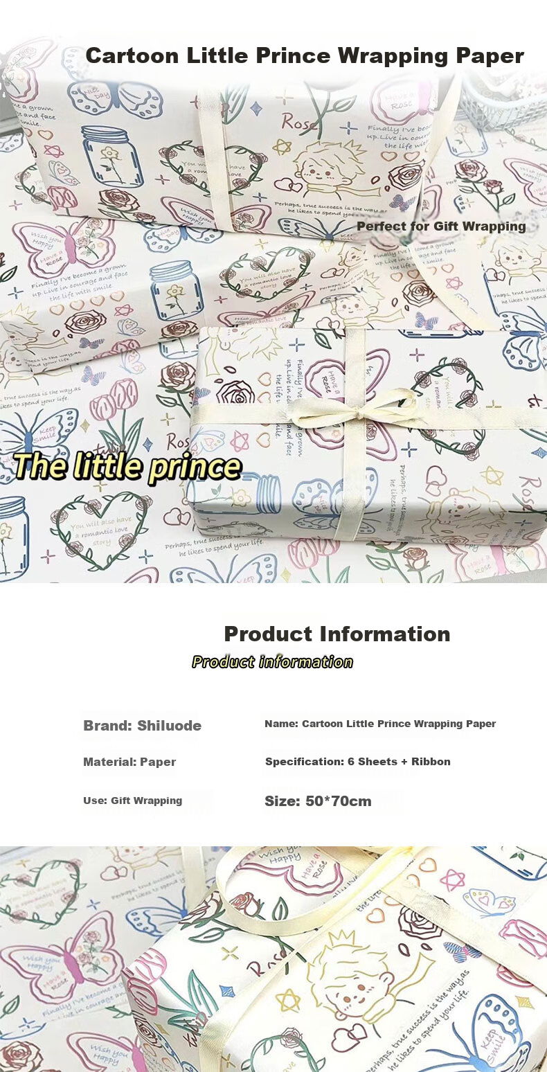 Shiluode Year of the Horse Birthday Gift Wrapping Paper Goddess Festival Gift Paper Blessing Character Decorative Paper 6 Sheets with Free Twine 1