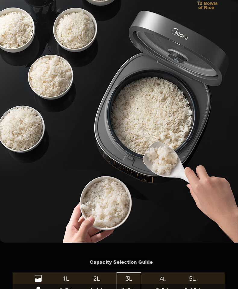 Midea 3L Rice Cooker Home Micro-Pressure Slow Cook Smart Reservation Yogurt Multifunction Copper Energy-Gathering Non-Stick Inner Pot Electric Rice Cooker 1-6 People [MB-TQ332] 22
