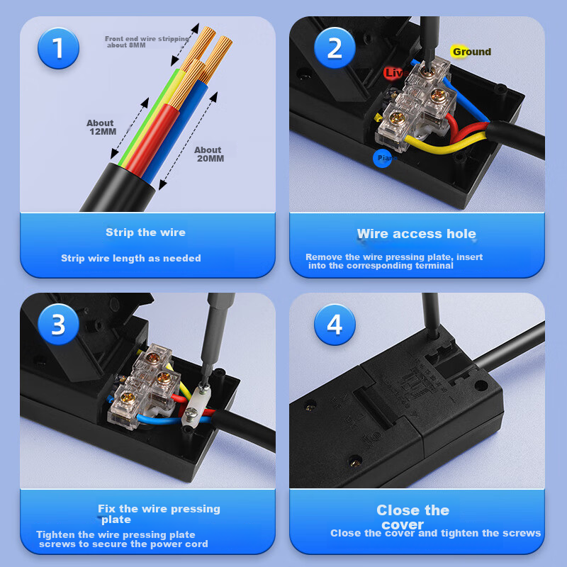 Sushiermo PDU Wireless Gaming Power Strip with Overload and Overpower Protection - 7-Port 2U1C Master Control Switch, Under-Desk Rack-Mounted Self-Wiring Socket
