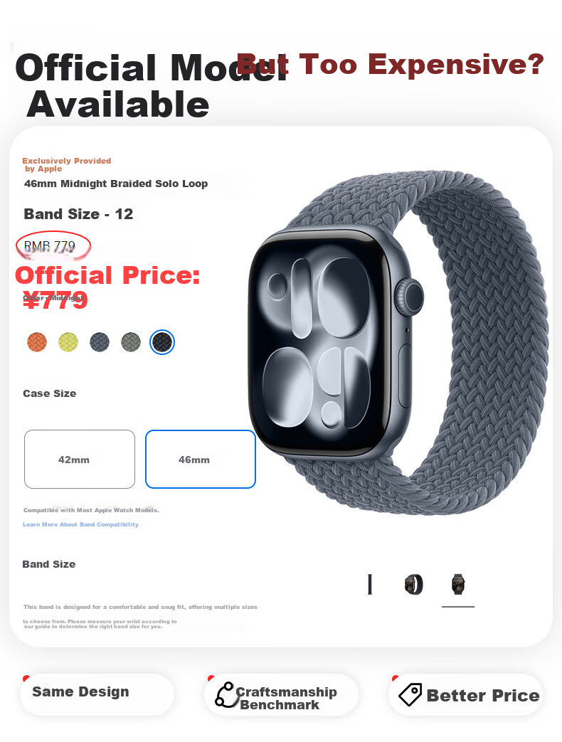 BHO Elastic Nylon Woven Single Loop Band for Apple Watch SE3 S11 S10/9/8/7/6/Ultra 3/2/1 3
