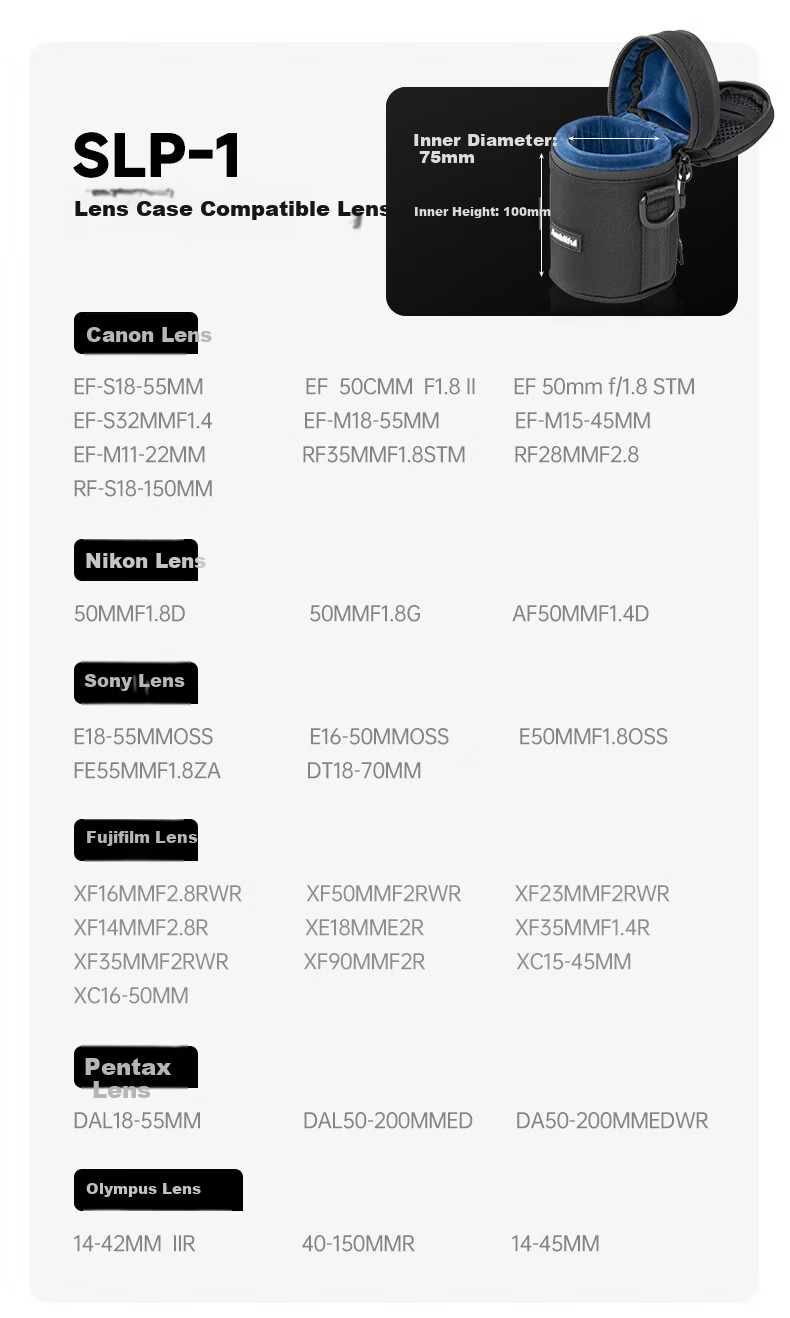 AMBITFUL Zhijie Lens Bag Storage Pouch Protective Case for Canon Nikon Sony Fuji Sigma Tamron DSLR Mirrorless Camera Lens Sleeve Barrel with Waist Hanging/Shoulder Strap 19