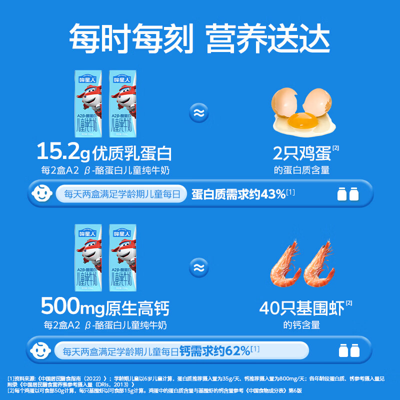 哞星人A2β-酪蛋白儿童纯牛奶200ml*10盒*1箱3.8g蛋白超级飞侠联名礼盒