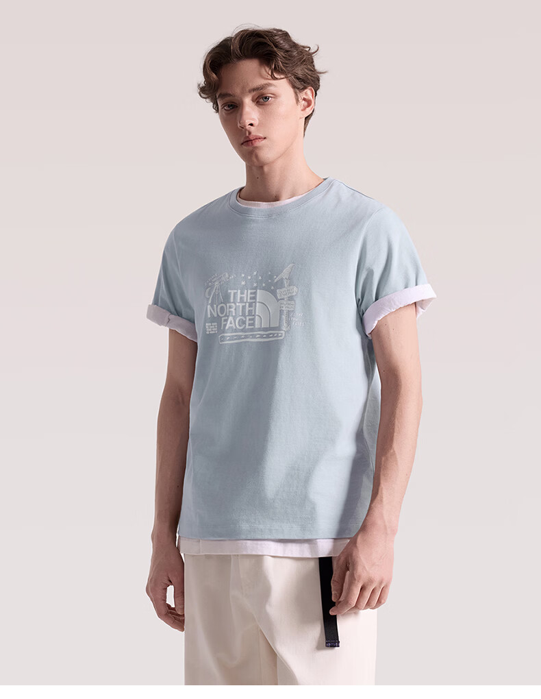 The North Face Unisex Printed Short Sleeve T-Shirt Outdoor Breathable Off-White QLI M 9