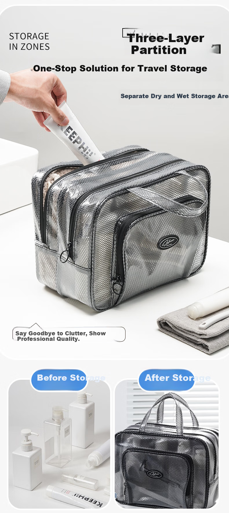 LOHAS Travel Men's Toiletry Bag Wet and Dry Separation Swimming Bath Makeup Storage Waterproof High-End Travel Business Trip Bag 4