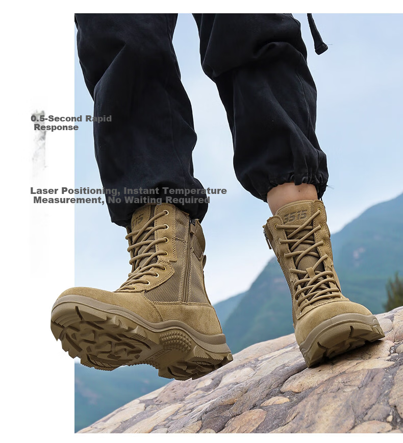 Qiangren Men's Desert Boots Jihua 3515 Original Training Boots Puncture-Resistant Sports Boots Side Zipper Outdoor Boots Sand Size 38 22