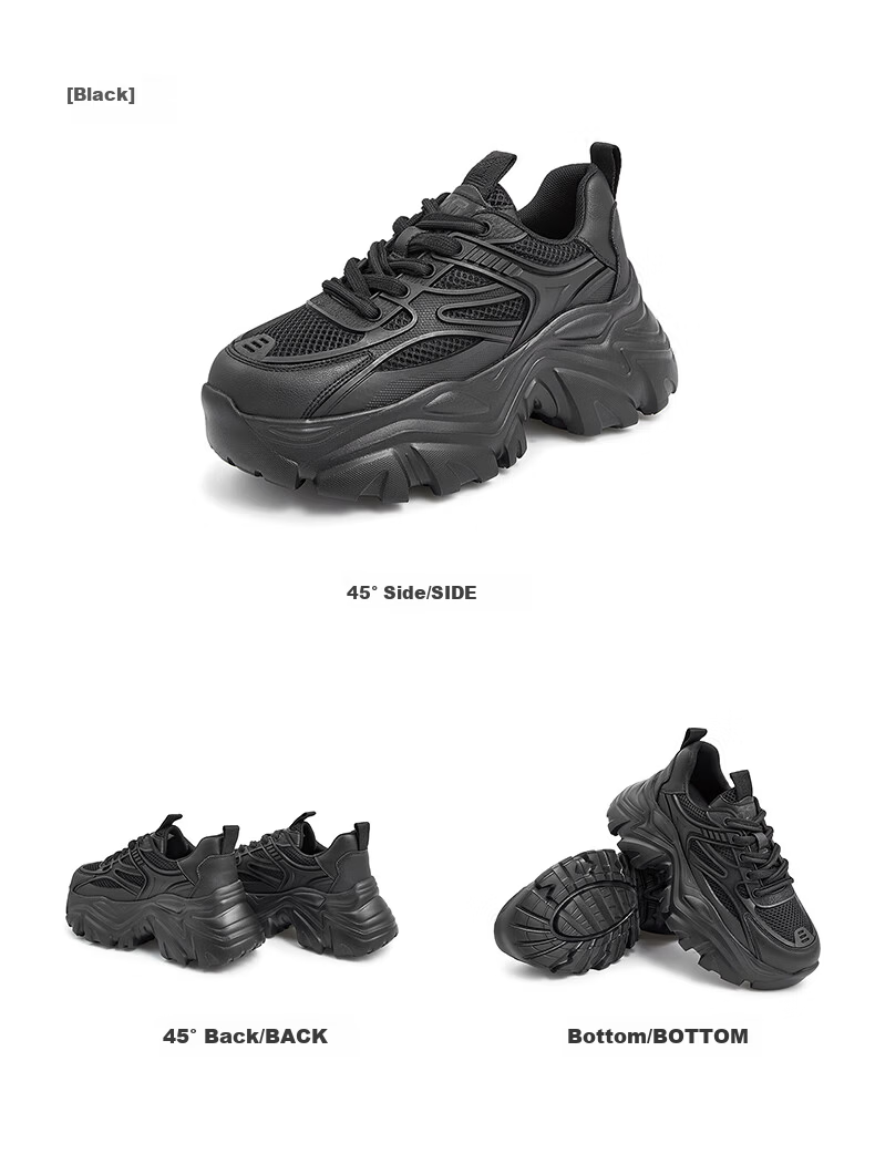 TATA Mesh Breathable Thick Sole Dad Sneakers Women Fleece Lined Sports Shoes White (Single) AM5 36 7
