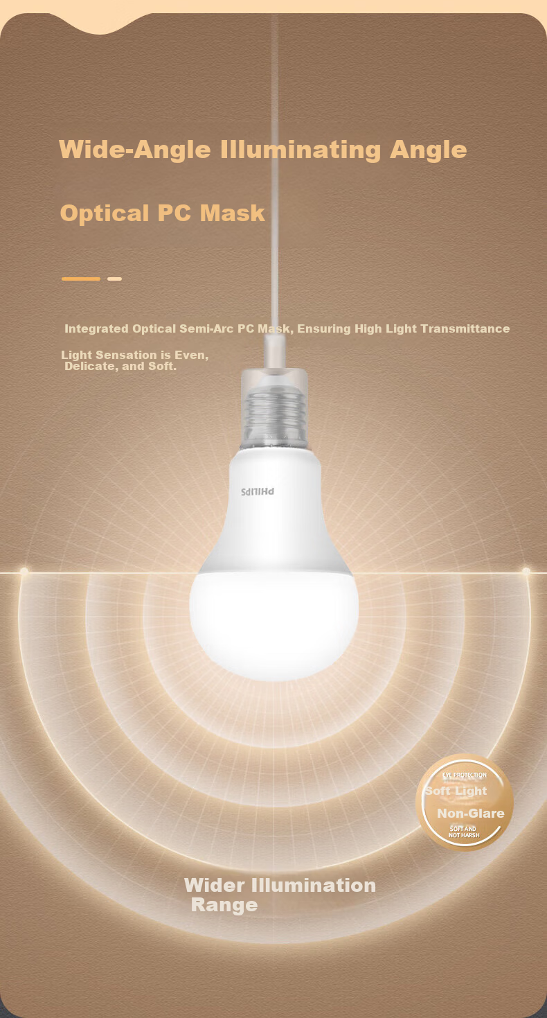 PHILIPS LED Bulb High Brightness Anti-Glare E27 Screw Base High CRI Energy-Saving Bulb [10W Warm White 3000K] Single Pack Grade 1 Energy Efficiency 4