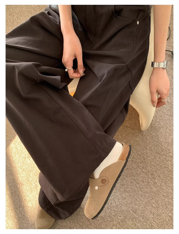 ICH MODE "Versatile Pants King" Spring Summer All-Season Slimming Curved Cut Loose Casual Straight Wide-Leg Pants Off-White S 24