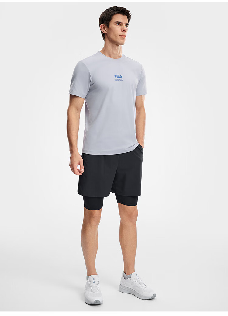 FILA Official Men's Knitted Short Sleeve Shirt 2026 Summer Fitness Sports Basic Moisture-Wicking Quick-Dry T-Shirt 44