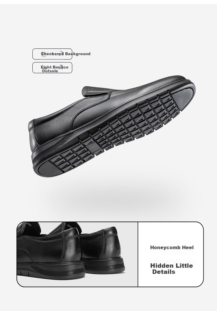 Aokang Men's Casual Leather Slip-On Shoes Comfortable Commuter Black Size 38 6