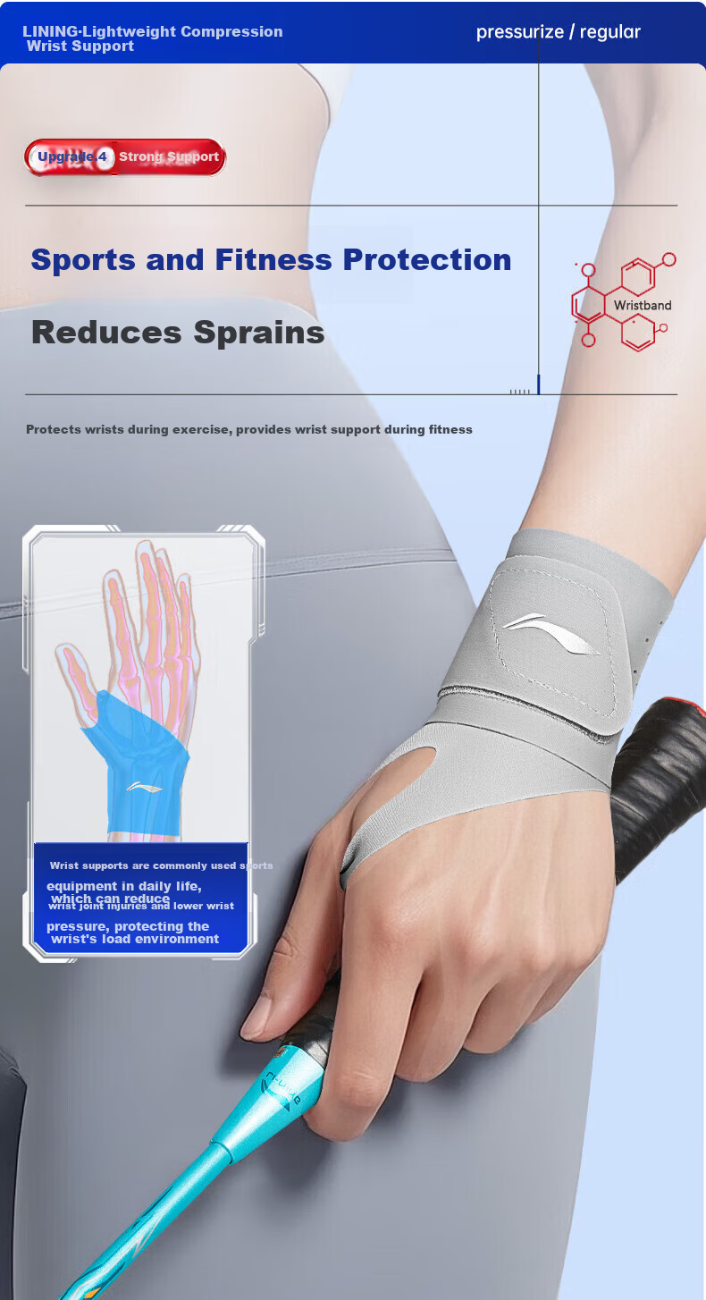LI-NING Wrist Support TFCC Tendonitis Fitness Wrist Brace Sports Injury Stabilizer Badminton Bench Press Compression Sleeve 12