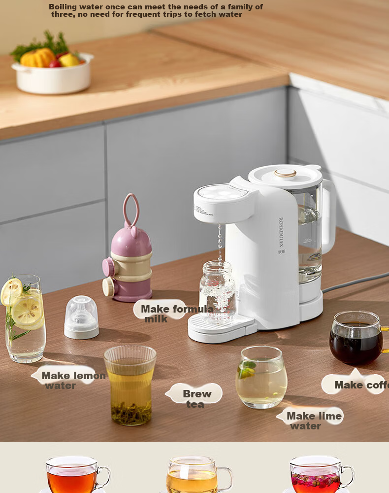 ROYALTY LINE Smart Temperature Control Electric Kettle Split-Type Water Boiler Household Water Dispenser Baby Milk Preparation Fully Automatic Quantitative Water Output 1.8L Standard Model 15