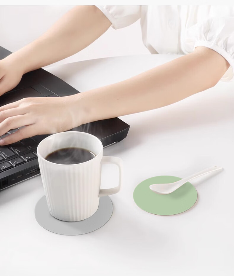 Gusi Tea Coaster Heat Insulation Absorbent Coffee Cup Mat Anti-Scald Bowl Mat Green/Gray Diameter 12cm (4 Pieces) 11