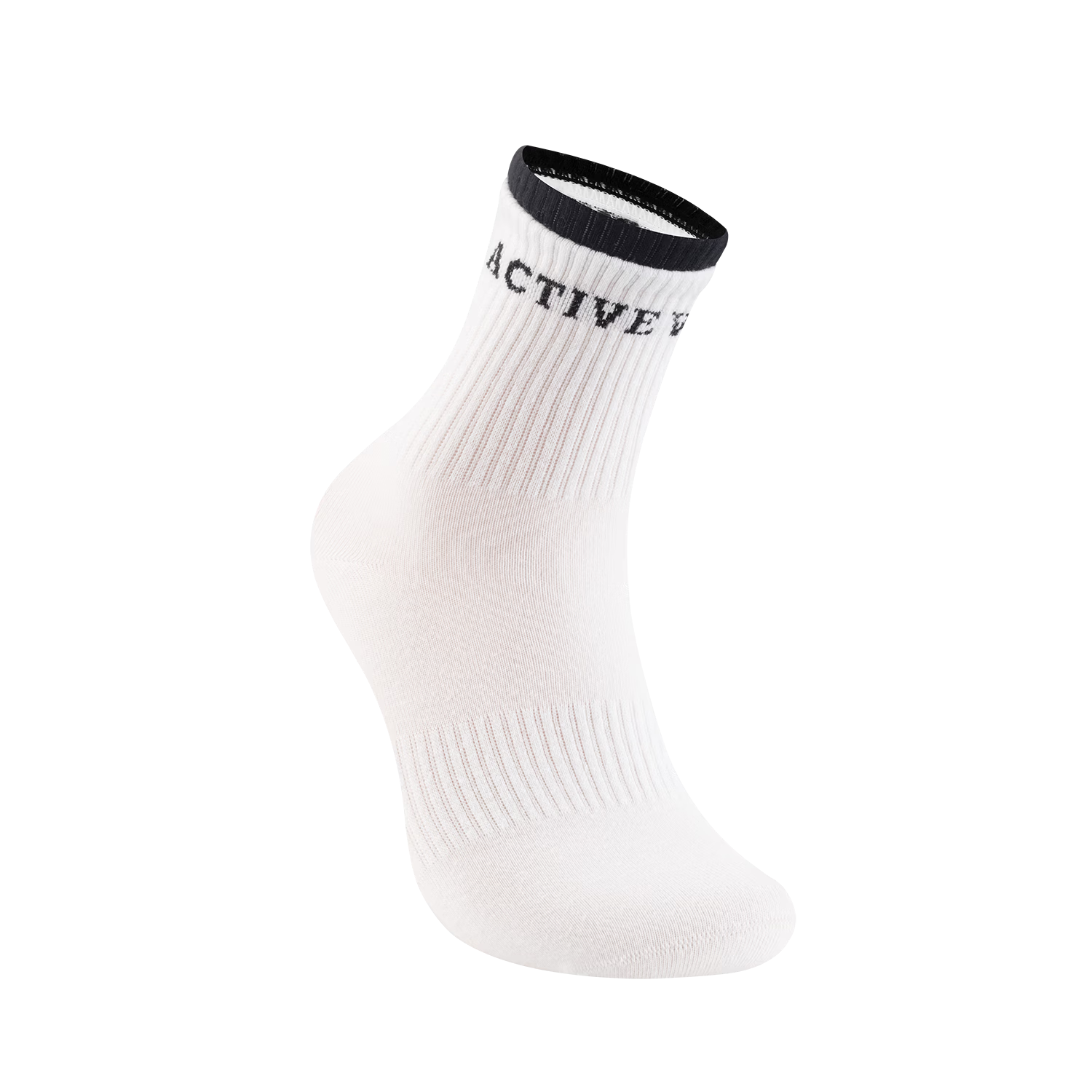 VFU Soft Touch High Elastic Ribbed Sports Socks Non-Slip Off-White with Black Accents