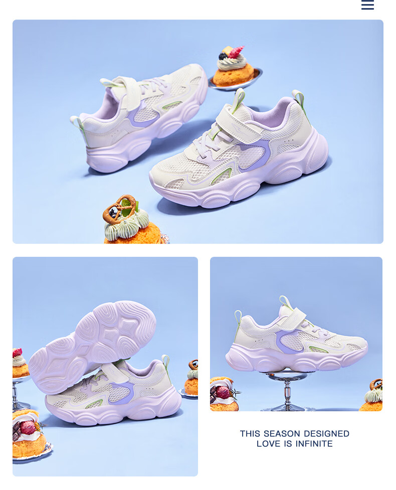 ERKE Kids Summer Casual Shoes Breathable Lightweight Sports Shoes Zero Gray/Whale Gray Size 34 24