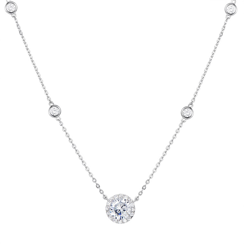 FanciFanci Star Dot Necklace White Silver Women's Light Luxury Pendant Birthday Gift for Girlfriend