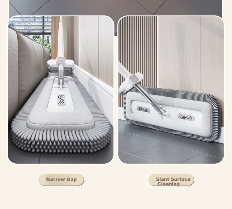 Xiao Mi Hou 45cm Flat Mop with 2 Cloths Household Hands-Free Cleaning Lazy Floor Mop Absorbent Scrubbing Mop Cloth 10