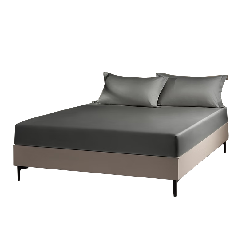 Luolai Home Textiles 100-Thread Count Long-Staple Cotton Fitted Sheet Single Piece Luxury Cotton Bedding 180*200*28 Gray