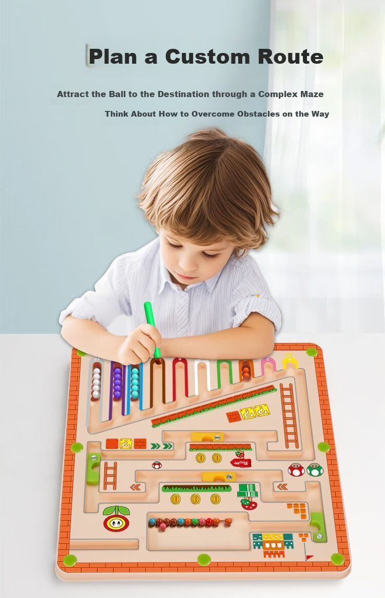 COOKSS Children's Educational Magnetic Bead Maze Penmanship Focus Training Toy for Ages 3-6 Boys and Girls New Year Gift 4