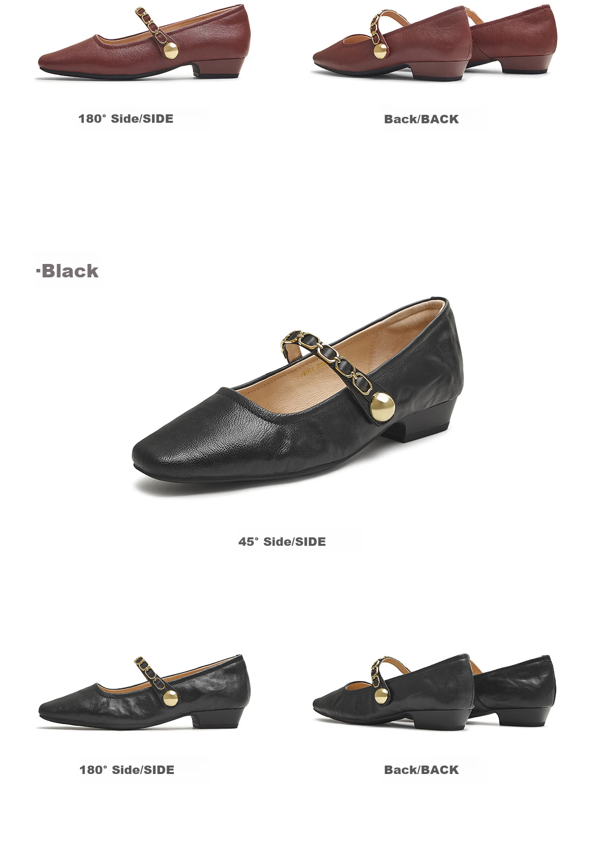 TATA Afternoon Manor Vintage Red Mary Jane Women's Flat Shallow Lambskin Shoes Black YRU03 Size 37 21