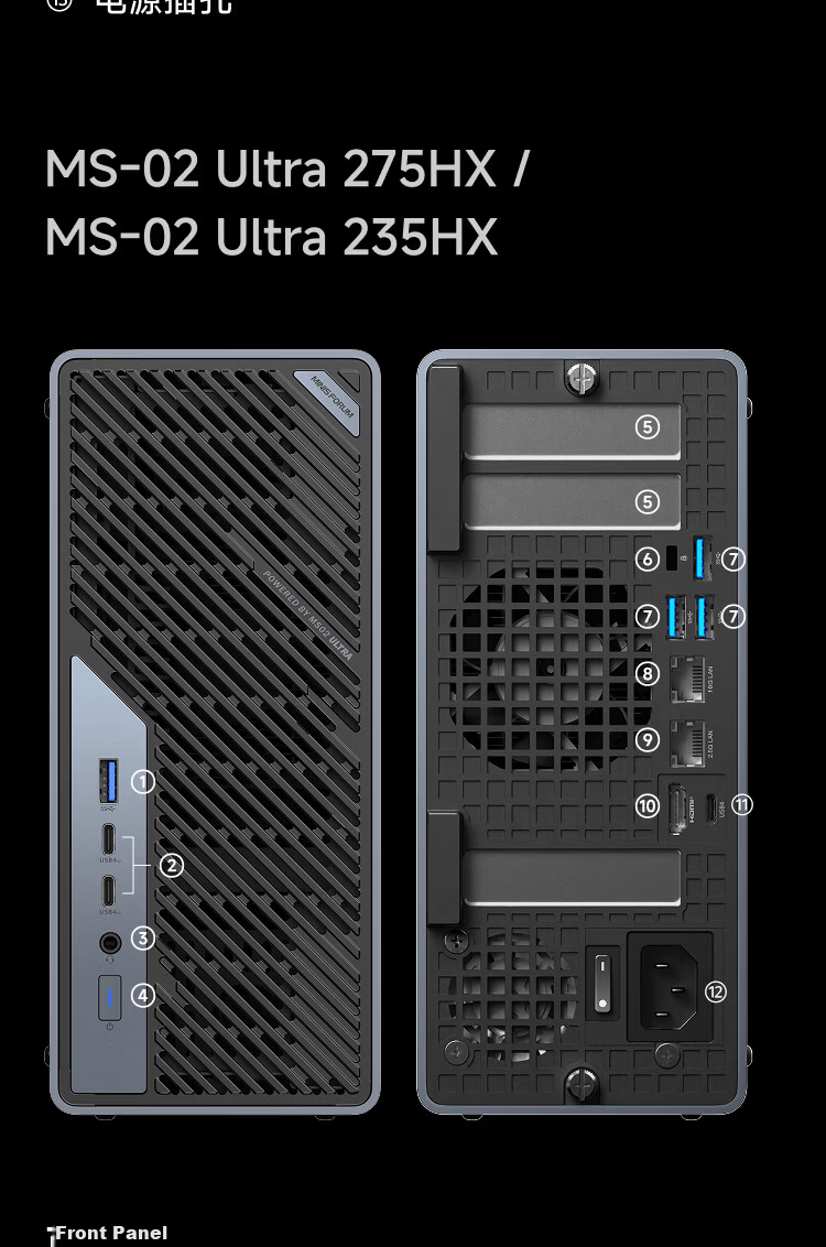 Mingfan MS-02U-285HX New Core Ultra 9-285HX Mini PC Gaming Office Design Mini Desktop AI High-Performance Mini Computer 11