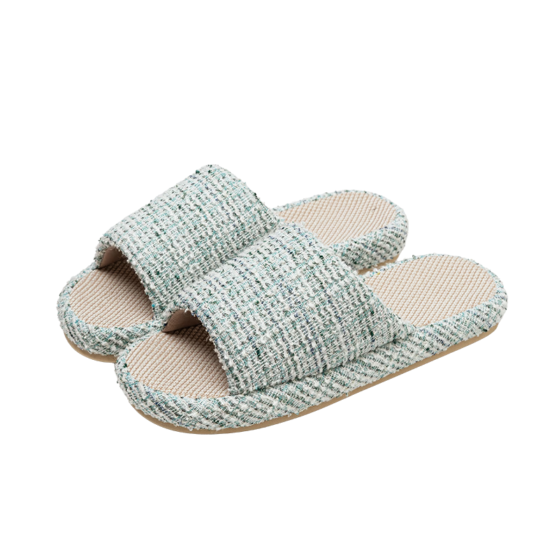 Puxiya Linen Slippers Women Indoor Home Non-Slip Odor-Resistant Breathable Lightweight Cotton Linen Slippers Men Green Size 40-41