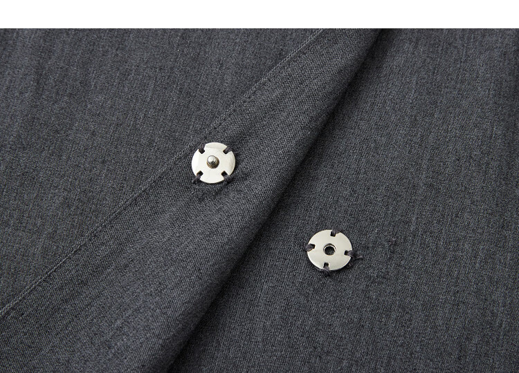 Demana Smart Elegance Spring Commuter Mandarin Collar Double-Breasted Mid-High Waist Three-Quarter Sleeve Buttoned Women's Dress 14