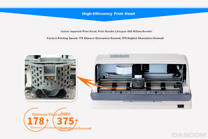 Dascom AR-460F 82-Column Dot Matrix Printer Front and Rear Paper Feed Continuous Printing 1+3 Part Chain Paper Flat Push Receipt Printer 5