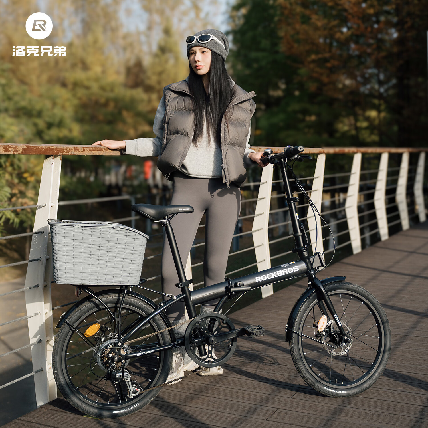 Rockbros Folding Bicycle Portable 20-inch Adult Commuter 7-Speed Gear Disc Brake Student Unisex SKN-20E Pearl White