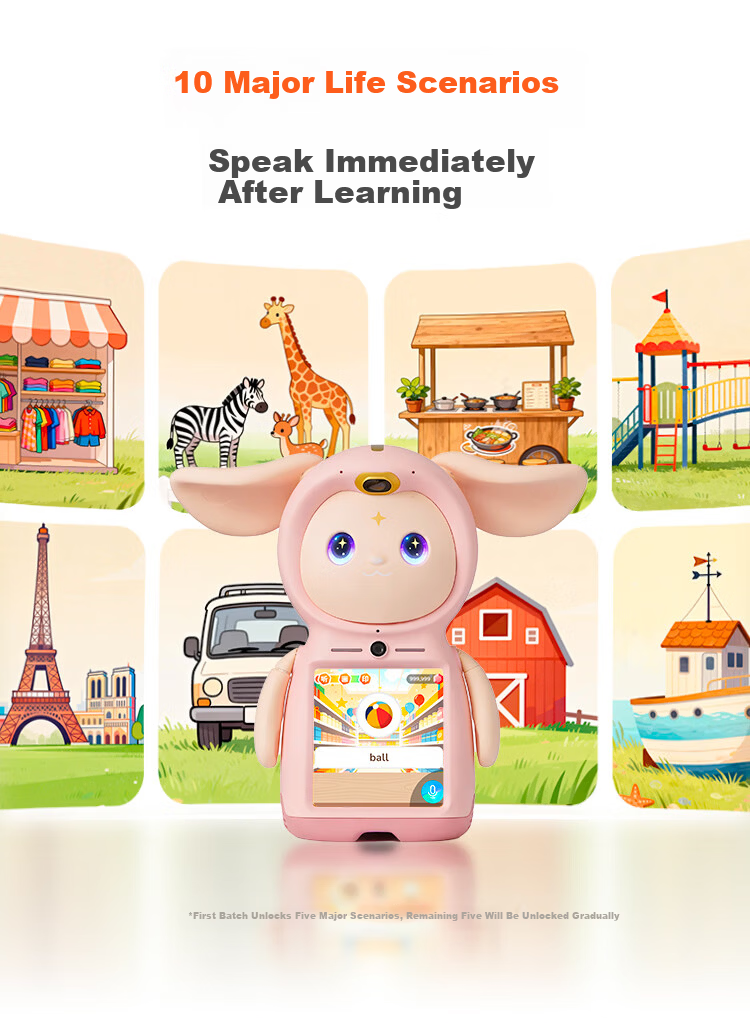 Doqee AI Little Foreign Teacher Robot PRO Pink Companion Robot English Learning Early Education Enlightenment Preschool Connection Reading Picture Book Smart Toy Children's Educational New Year Gift 6