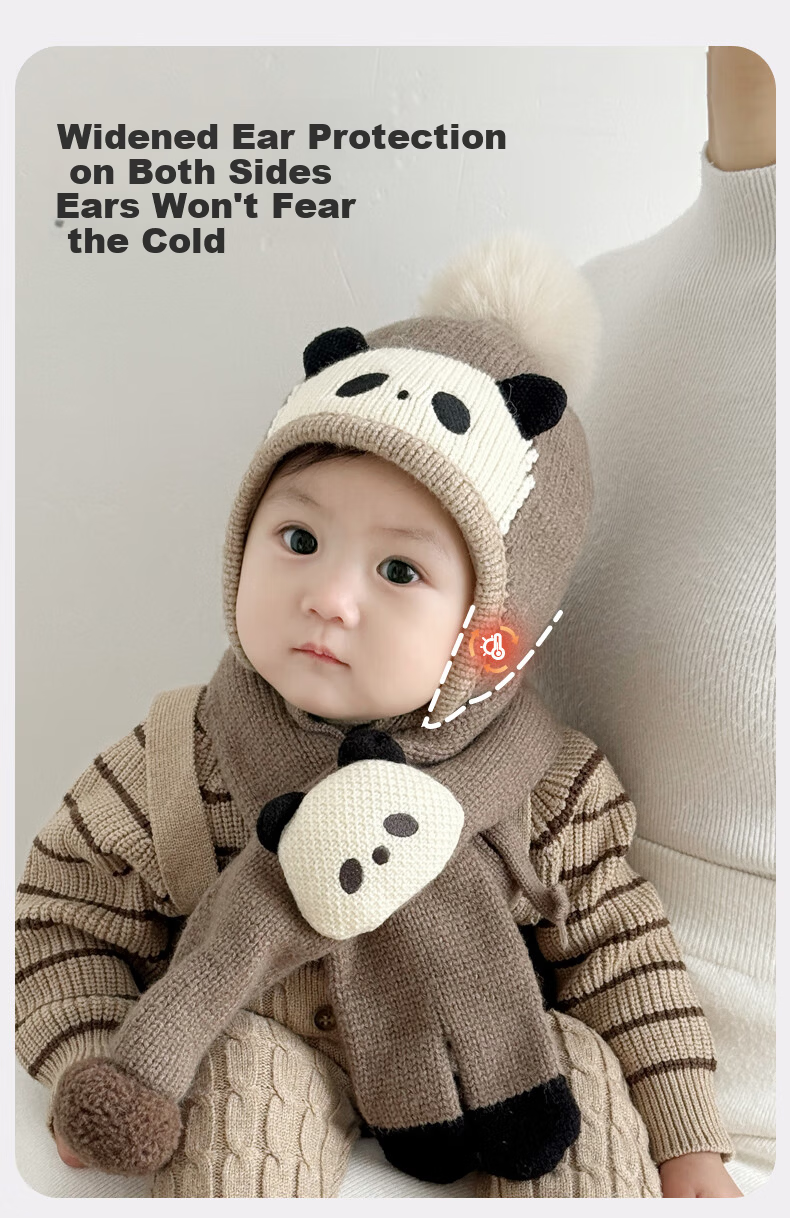 Benaxi Baby Hat Autumn Winter Boys Cute Knitted Hat Infant Winter Wool Hat Outdoor Ear Protection Hat Scarf 7