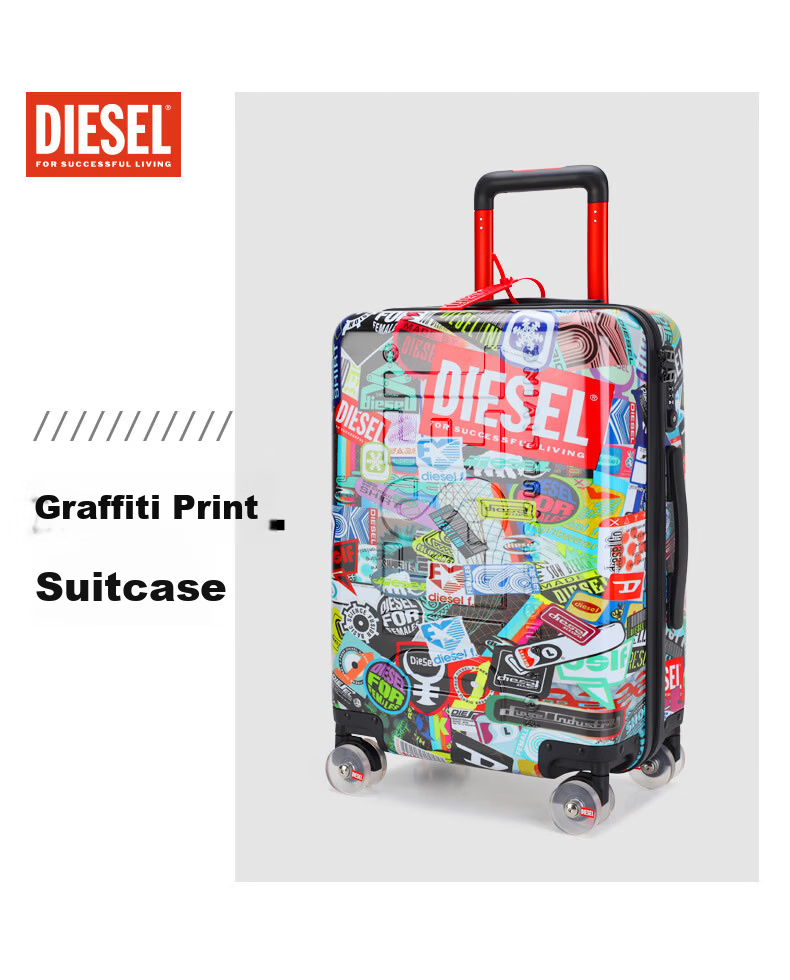 DIESEL Luggage Trendy Personalized Print Large Capacity Unisex Student Travel Suitcase PC Trolley Case 28 Inch Check-in Size 2