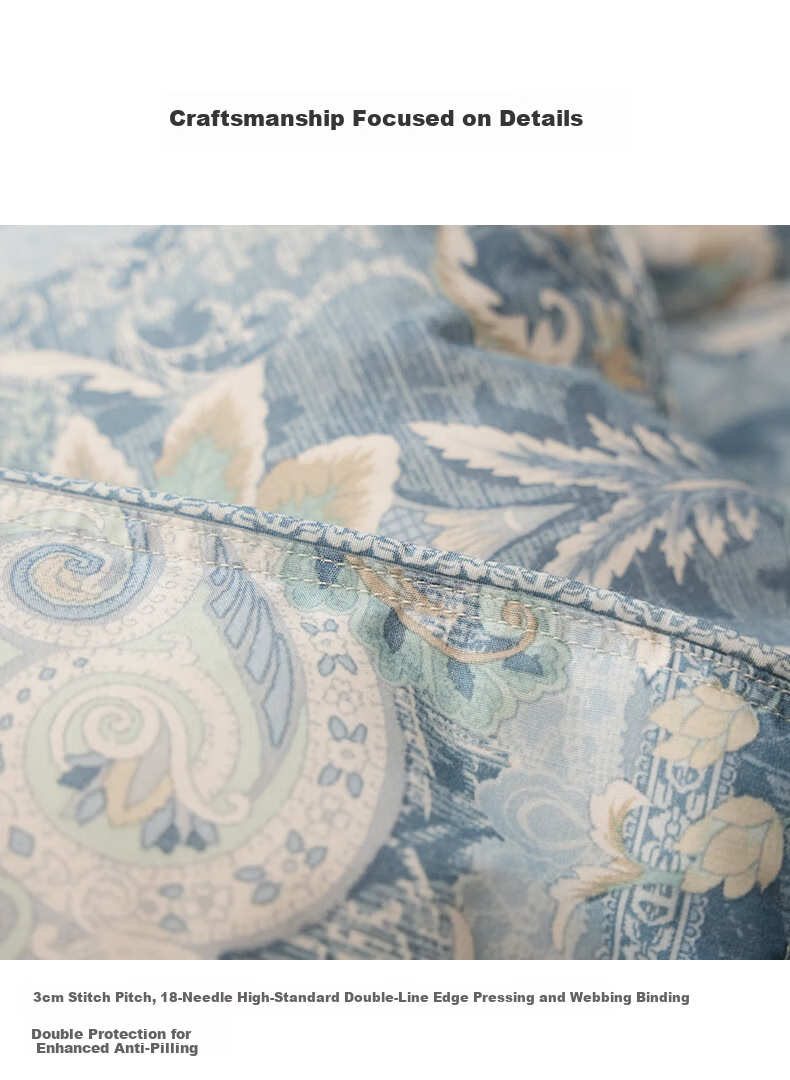 VCD Comforter, 100% White Goose Down Duvet, Spring And Autumn Quilt, 650g Filling, 1.5*2.1 Meters, Blue Floral Print 14