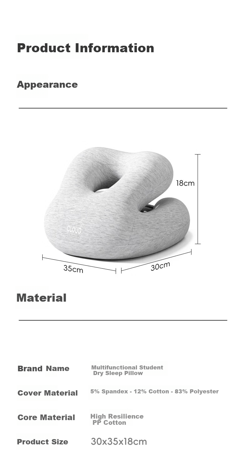 YUZHAOLIN Nap Pillow for Elementary School Students, Face-Down Sleeping Aid, Children's Summer Ice Silk Face-Down Pillow for Nap Time, Classroom Desk Neck Protection Pillow 11