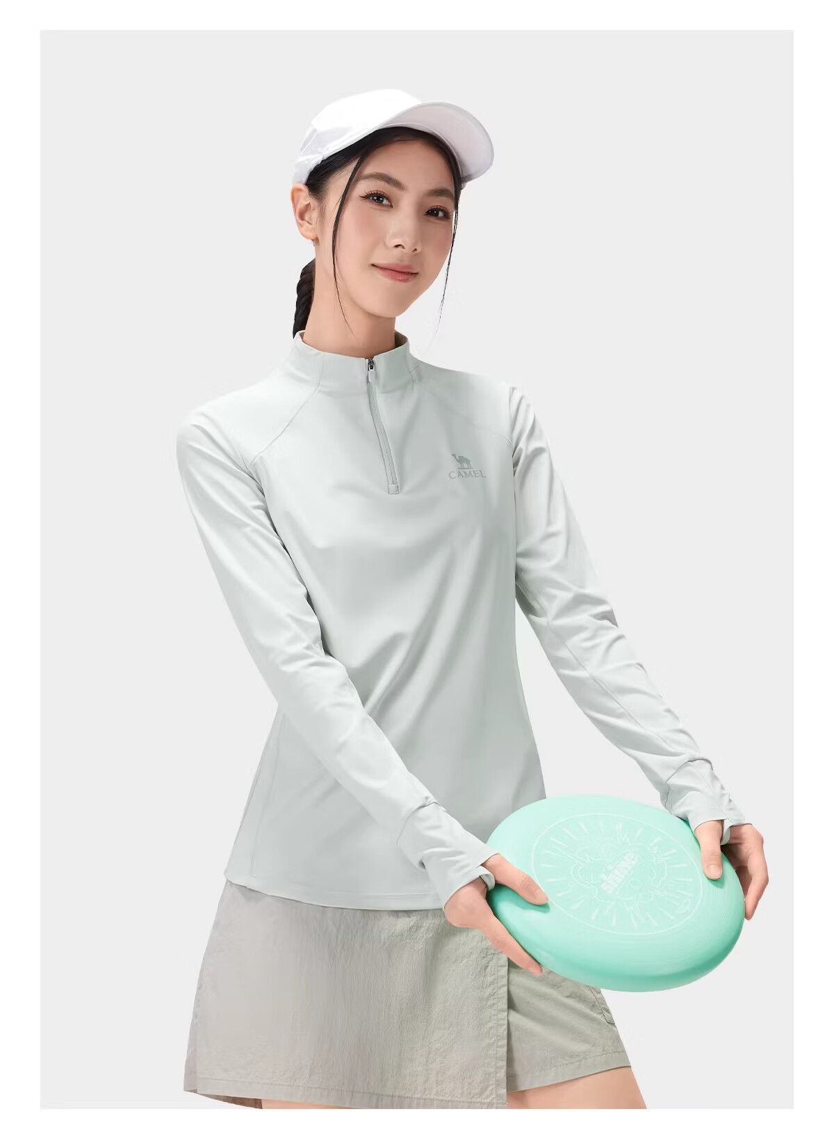 CAMEL Outdoor Quick-Dry T-Shirt Unisex Spring 2026 Long Sleeve Stand Collar Stretch Cooling Breathable Sweat-Wicking Sun Protection Top 1050 25