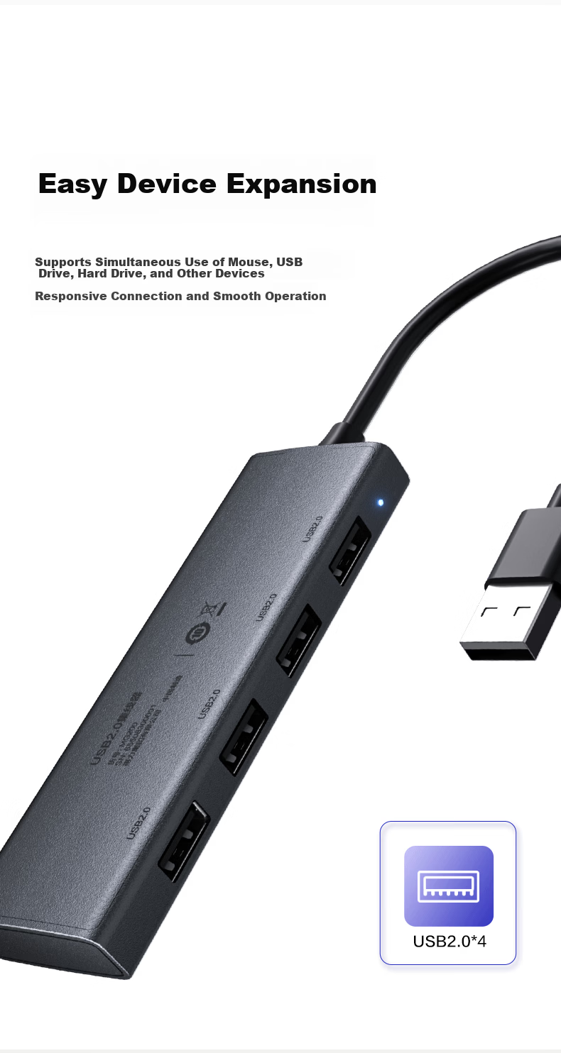 Deli USB 3.0 Docking Station 4-Port High-Speed Hub External USB Interface Converter for PC Laptop MG300 3