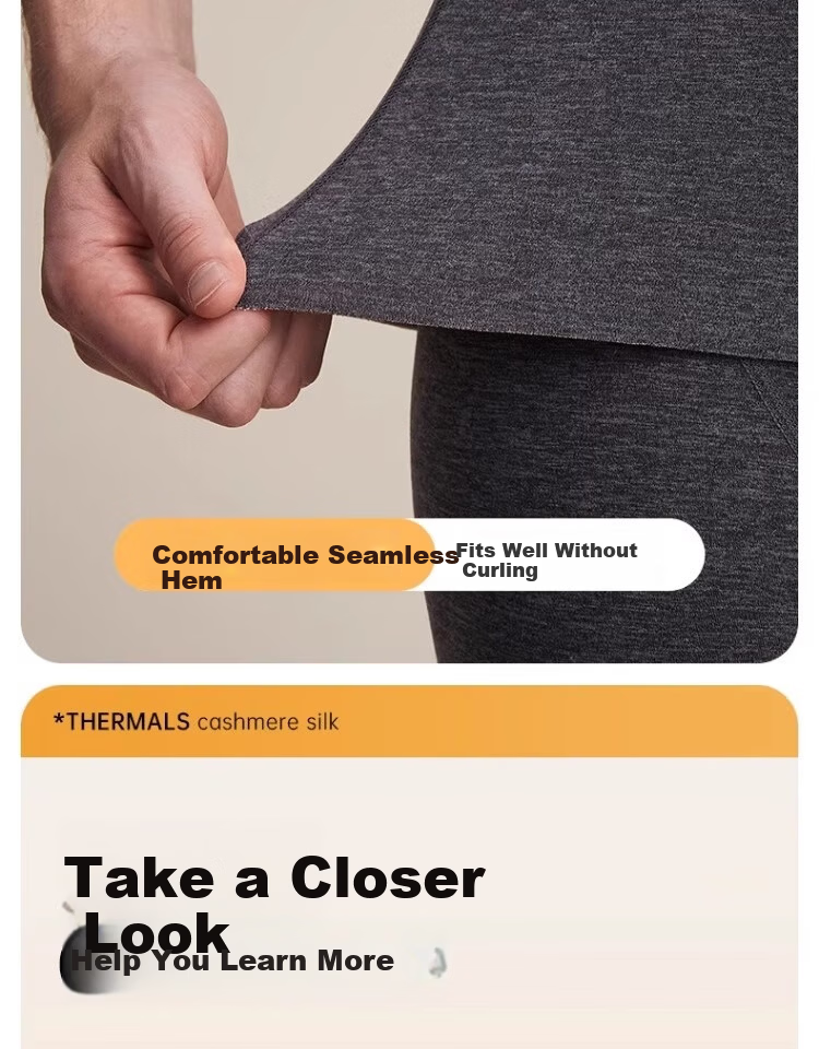 BOPRUIEY Men's Thermal Vest 2-Pack Wool Silk Fleece Heating Seamless Crew Neck Winter Cold-Resistant Base Layer Autumn Shirt 13