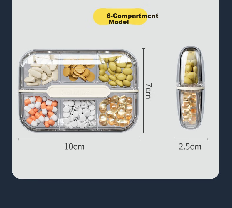 Baiyite Portable Personal Lightproof Weekly Pill Organizer Seven-Day Travel Storage Box Large Capacity Medicine Dispenser 10