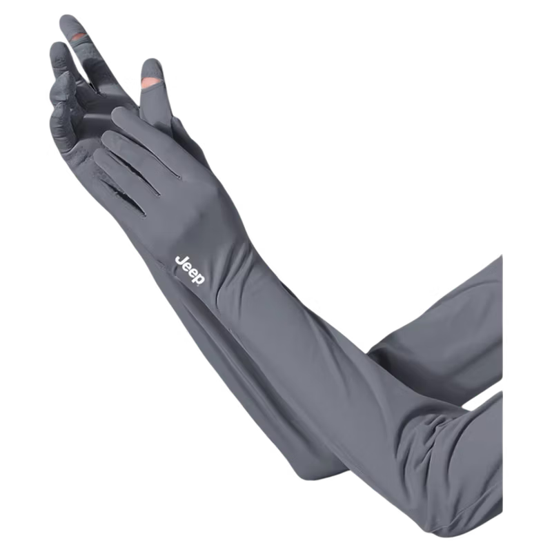 JEEP Men's UV Protection Sun Sleeve Summer Fishing Hiking Mountaineering Ice Silk Gloves Integrated Cooling Arm Sleeves
